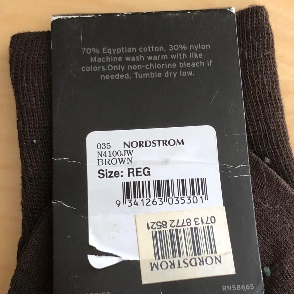 John W. Nordstrom Socks Men's One Size Brown Egyptian Cotton NWT's